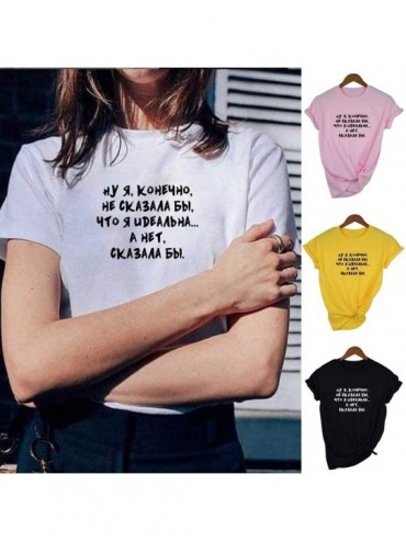 Thermal Underwear Women BCA B OTLA Letter Print T-Shirt Summer Short Sleeve Round Neck Base Top - Pink - CX197IA8SIR $33.70