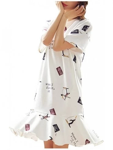Nightgowns & Sleepshirts Fashion Women Home Summer Sexy Lady Dress Nightdress Short Sleeve Lovely Pajamas - White - C119CSEXE...