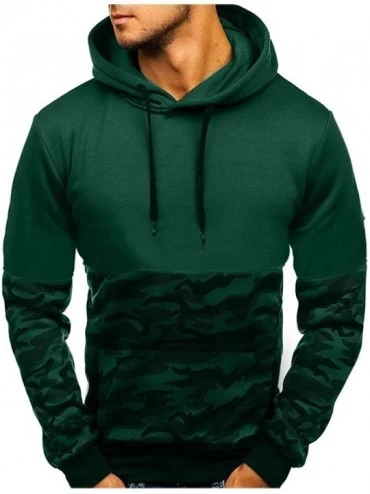 Thermal Underwear Men's Fashion Hoodies Color Block Outwear Pullover Sweatshirt with Individual Pocket - Green - C519454E44Y ...