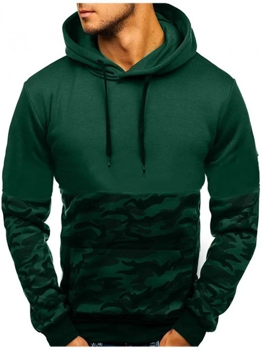 Thermal Underwear Men's Fashion Hoodies Color Block Outwear Pullover Sweatshirt with Individual Pocket - Green - C519454E44Y ...