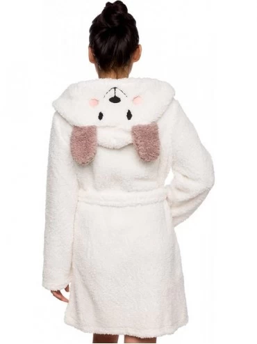 Robes Women's Animal Hooded Robe - Plush Short Lamb Bathrobe - CY182G920U3 $26.00