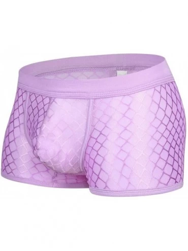 Boxer Briefs Men's Briefs Soft Mesh Underpants See-Through Underwear - Purple - CD18I0CK225 $18.96
