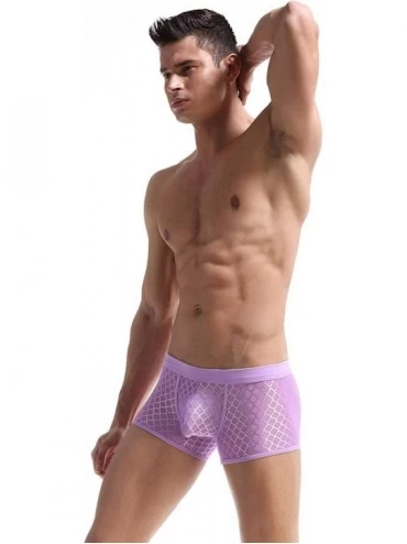 Boxer Briefs Men's Briefs Soft Mesh Underpants See-Through Underwear - Purple - CD18I0CK225 $9.99