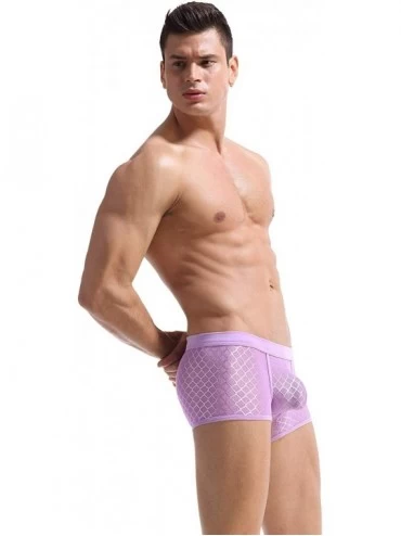 Boxer Briefs Men's Briefs Soft Mesh Underpants See-Through Underwear - Purple - CD18I0CK225 $9.99