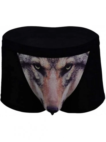 Boxer Briefs Men's Fashion Sexy Brand Sexy Wolf Head Print Cotton Soft Breathable Pouch Boxer Underpants Underwear - Black - ...