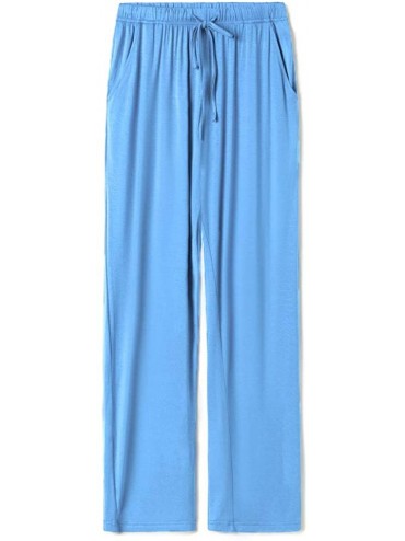 Bottoms Women's Soft Cotton Lounge Pajama Pants with Pockets - Sky Blue - CF1993X50SW $35.15