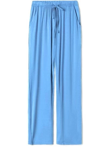 Bottoms Women's Soft Cotton Lounge Pajama Pants with Pockets - Sky Blue - CF1993X50SW $32.15