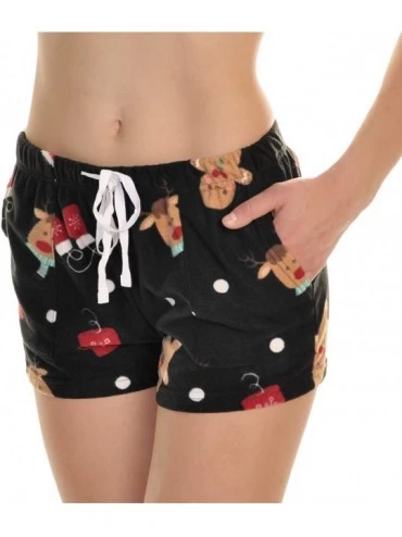 Sets Women's Cozy Fleece Pajama Shorts with Free Mystery Tank TOP - Gingerbread Man - CI18KNOKTNZ $21.92