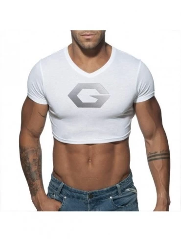 Thermal Underwear Men's T-Shirt Cotton Sports Vest Yoga Suit Sweat-Absorbent Breathable V-Neck Sexy Exposed Navel Underwear W...