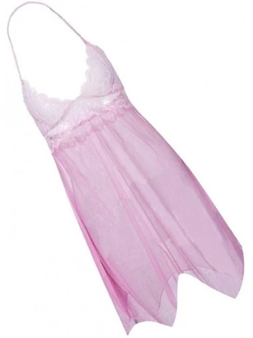 Baby Dolls & Chemises V-Neck Pajamas Lingerie Floral Babydoll Nightgown Wedding Sleepwear - Pink - C518YXWW8TM $11.89