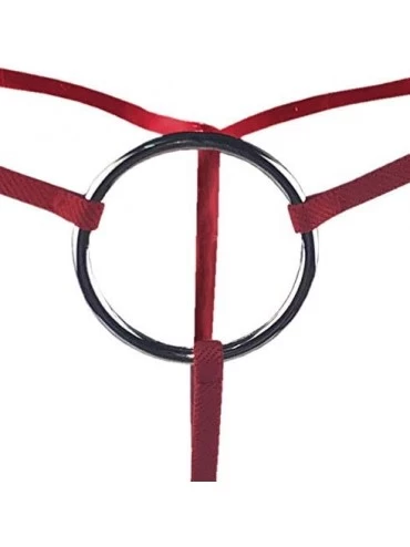G-Strings & Thongs Mens Hot O-Shape Ring Low Waist Sexy Underwear Thong G String Briefs - Red - CH18TA2CZ8Q $10.36