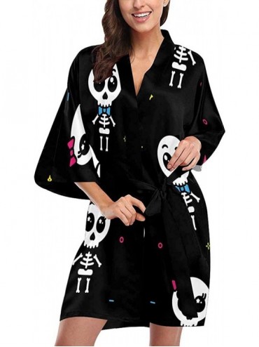 Robes Custom Cute Pattern Pizza Hamburger Women Kimono Robes Beach Cover Up for Parties Wedding (XS-2XL) - Multi 5 - C7194S4S...