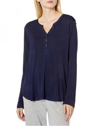Nightgowns & Sleepshirts Women's Long Sleeve Top Pajama Shirt Pj - Midnight - CU17YCA29SS $66.46