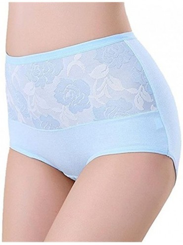 Panties Women Panties Cotton Briefs High Waist Seamless Underwear - Blue - CE1856E8HKD $19.63
