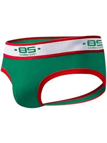 G-Strings & Thongs Men's Jockstraps Cotton Hollow Triangle Breathable Double Trousers - Green - CL193I0DDTU $28.48