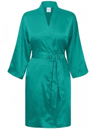 Robes Women's Robe- 3/4 Sleeves - Teal - CC128PBY0CB $33.31