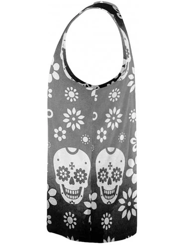 Undershirts Men's Muscle Gym Workout Training Sleeveless Tank Top Sugar Skull Day of Dead - Multi6 - CU19DLR0QW7 $36.67