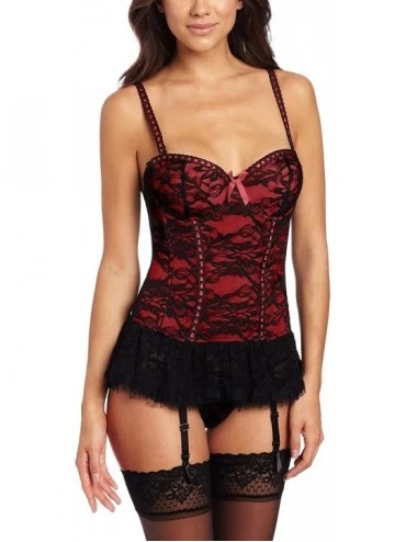 Bustiers & Corsets Women's Plus-Size Victorian Lace Bustier Corset Lingerie with Skirt - Red - C912H3E83V5 $50.57