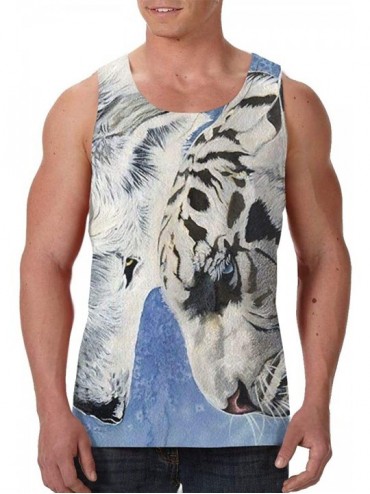Undershirts Men's Fashion Sleeveless Shirt- Summer Tank Tops- Athletic Undershirt - Wolf Tiger Print - CH19D87ARR6 $37.13