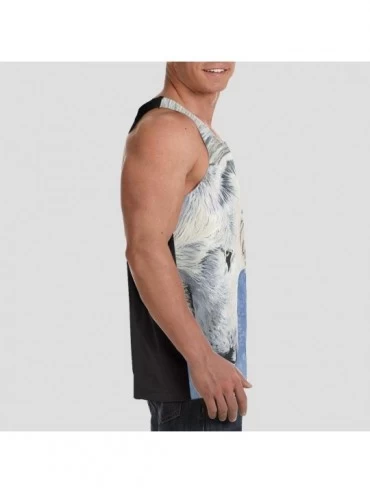 Undershirts Men's Fashion Sleeveless Shirt- Summer Tank Tops- Athletic Undershirt - Wolf Tiger Print - CH19D87ARR6 $17.10