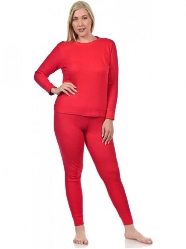 Thermal Underwear Women's 2pc Long John Thermal Underwear Set 100% Cotton - New Red - C4187MC7T9U $29.66