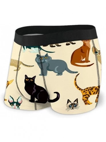 Boxer Briefs Mens Ultra Soft Modal Underwear Boxer Brief Cartoon Cats Colorful Seamless_F - Color4 - C819302ZA7X $20.62