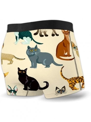 Boxer Briefs Mens Ultra Soft Modal Underwear Boxer Brief Cartoon Cats Colorful Seamless_F - Color4 - C819302ZA7X $20.62