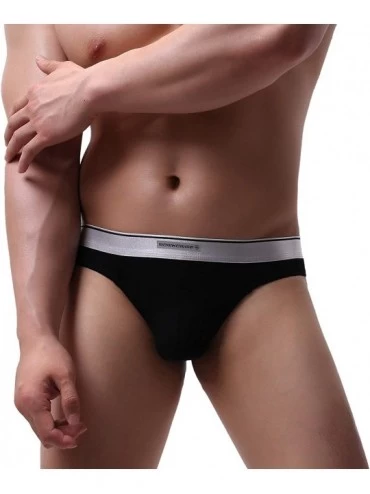 G-Strings & Thongs Stylish Colored Thong Men's G-Strings Breathable Modal Underwear - Black / Light Gray / Navy / Blue - CA18...