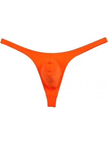 G-Strings & Thongs 6PCS/Lot Men's Solid Thong Spandex Bikini T-Back Underwear - Orange - CR194CAD422 $39.12
