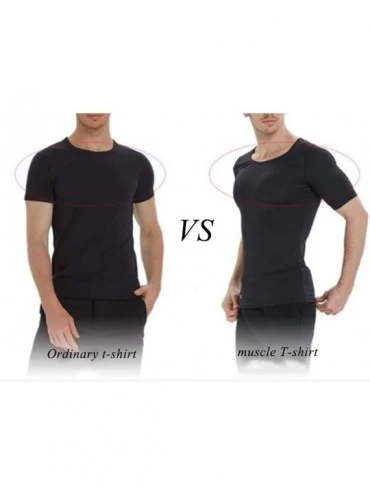Thermal Underwear Adult Low Collar False Muscle Clothes Men's T-Shirt Fake Chest Muscles Invisible Simulation Underwear Black...
