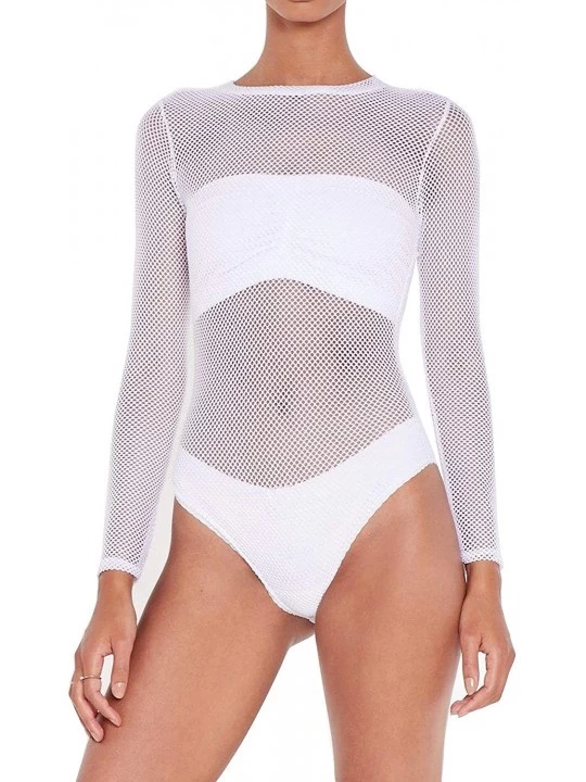 Shapewear Women's Networking Potential Sheer Bodysuit - White - CY18R5Y7ULY $18.87