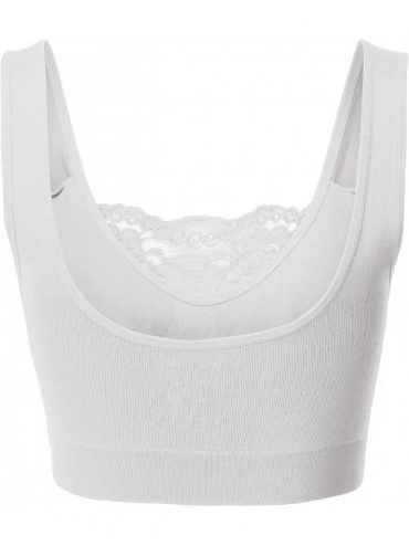 Bras Women's Seamless Lace Bra Top with Front Lace Cover Sports Bra - 6632_white - C0195R42728 $16.76