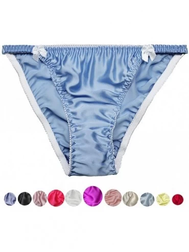 Panties Women Sexy Summer 100% Silk Soft Smooth String Bikini Briefs Beach Underwear - Sky Blue - CF18C9023QG $11.34