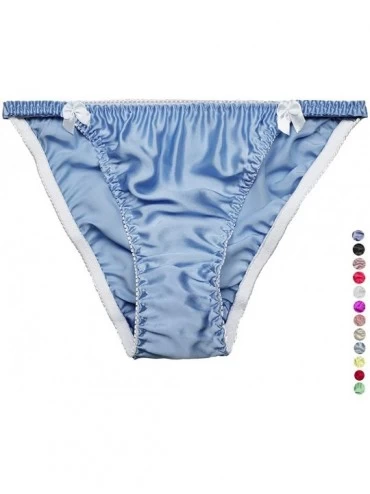 Panties Women Sexy Summer 100% Silk Soft Smooth String Bikini Briefs Beach Underwear - Sky Blue - CF18C9023QG $11.34