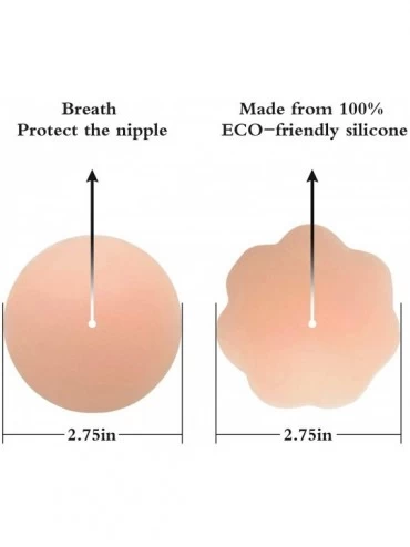 Accessories Pasties for Women NippleCovers Silicone Reusable Adhesive Nipple Covers - 2 Round/2 Flower - C018G92YS3S $14.76