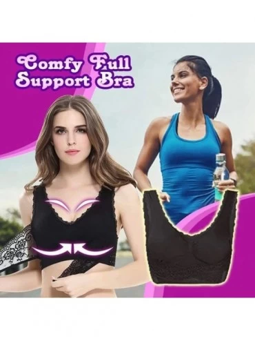 Bras 2020 New Womens Plus Size Front Close Lace Bra Sexy Push Up Underwear Wireless Sport Bras No Underwire - Voilet-1 - CD19...