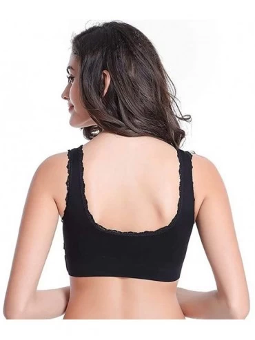 Bras 2020 New Womens Plus Size Front Close Lace Bra Sexy Push Up Underwear Wireless Sport Bras No Underwire - Voilet-1 - CD19...