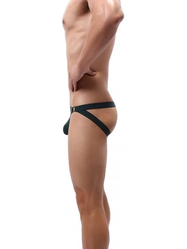 Briefs Mens Sexy Micro Mesh Briefs Soft Breathable Bulge Pouch Underwear D9077 - 4-pack Army Green - CY193OAUR7G $15.91