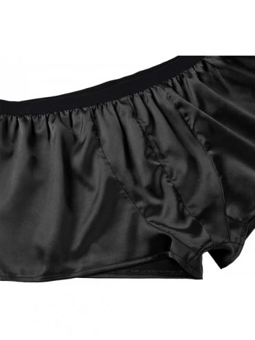 Boxer Briefs Men's Silk Satin Classic Boxer Briefs Underwear Trunks Summer Lounge Sports Panties Underpants - Black - C918NAM...
