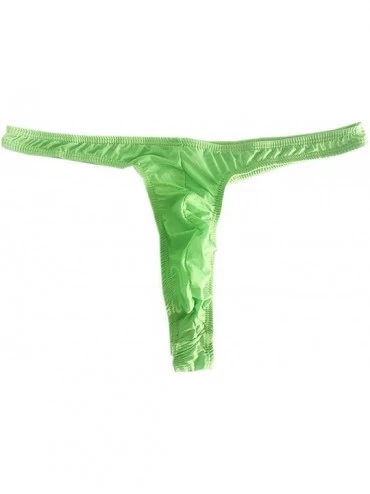 G-Strings & Thongs Men's Underwear Low Waist Seamless Ice Silk Sexy Thong - Green - CE18AZXMSYL $22.78