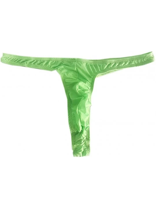 G-Strings & Thongs Men's Underwear Low Waist Seamless Ice Silk Sexy Thong - Green - CE18AZXMSYL $9.99
