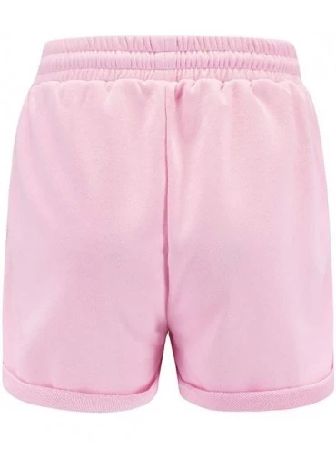Tops Women's Home Sports Shorts with Solid Elastic and Pockets - Pink - CS198ATSK6D $18.75