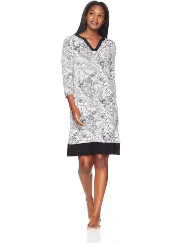 Nightgowns & Sleepshirts Women's Tunic Nightgown Loungewear Caftan - Paisley Print - CT187TCYDMS $46.65