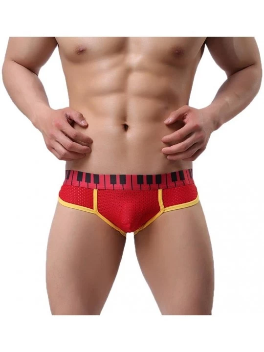 Boxer Briefs Underwear- Men Ventilation Briefs Panties - Red - CT12F613FGP $9.13