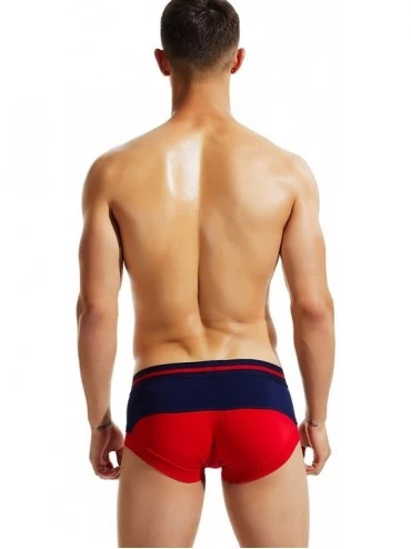 Boxer Briefs Mens Sexy Low Rise Hide Cup Boxer Brief Trunks Underwear 90231 - 90231 Red - CL18ZCE0I2O $14.44