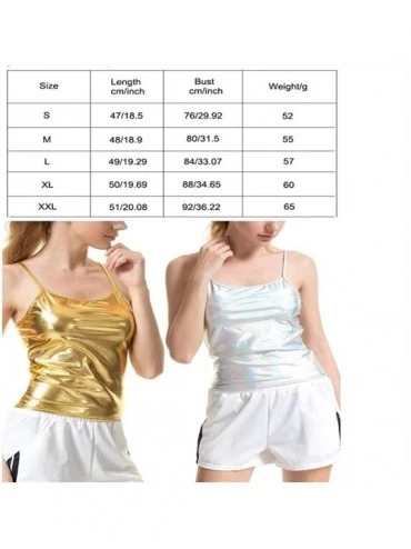 Camisoles & Tanks Lady Camisole Imitation Leather Tanks Bright Shine Silver Gold Sexy Tank Solid Strap Tank Crop Top Lingerie...