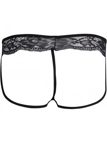 G-Strings & Thongs Men's See Through Lace G-String Thong Backless Bulge Pouch Panties Underwear - Black - CT193XC6LL9 $11.41