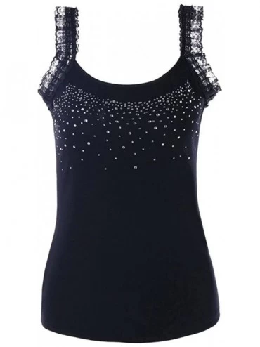 Camisoles & Tanks Women Tank Tops Lace Cami Camisoles Spaghetti Strap Lace Tank Top for Girls Wearing Base Layer - Black - C1...