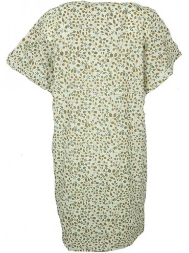 Robes Women's Plus Size Cotton Blend House Dress Duster Robe- Snap Front- Pockets - Brown Primrose - CI19D47Q38M $24.18