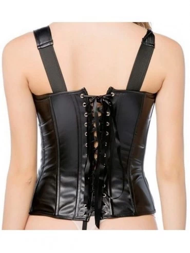 Bustiers & Corsets Women's Corset Top Zipper Large Size Metal Buckle Lacing Outer Vest PU Steel Bone Suspenders Body Shaper (...